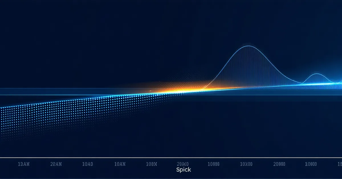 Abstract performance monitoring chart with a regression spike highlighted in amber